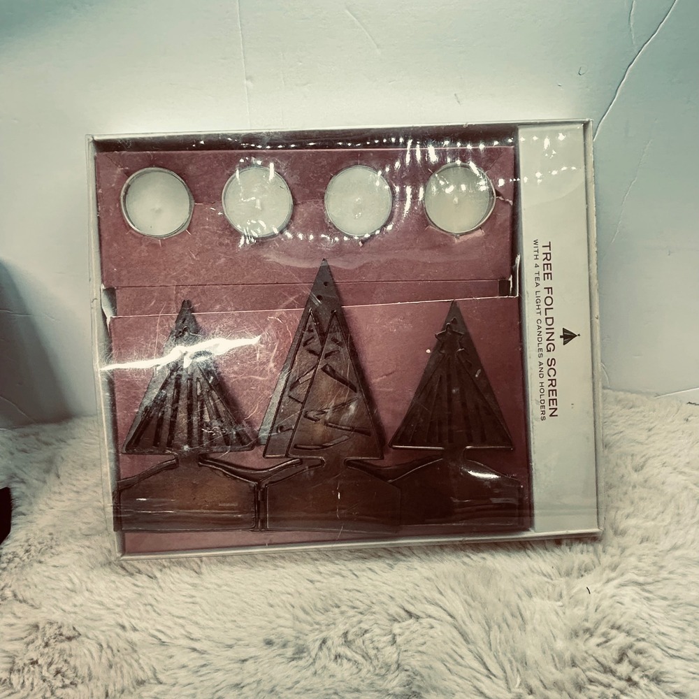 Eddie Bauer Christmas Tree Folding Screen Tea Light Candle Holders Bronze